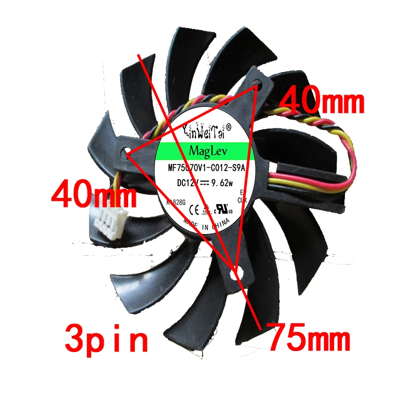 

Computer Cooling Fan FOR Gigabyte Geforce GTX 570 630 750TI Graphics Video Card PLD08010S12H DC 12V 0.25A 3Pin