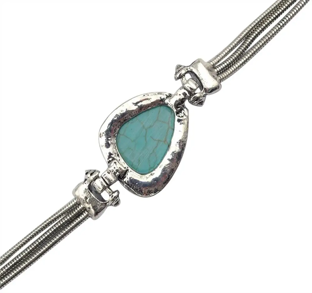 التبت خمر الكبير الأخضر حجر الفيروز سوار النساء الرجال البوهيمي الغجر التركية القبيلة الهندي العرقية أساور أساور مجوهرات #3