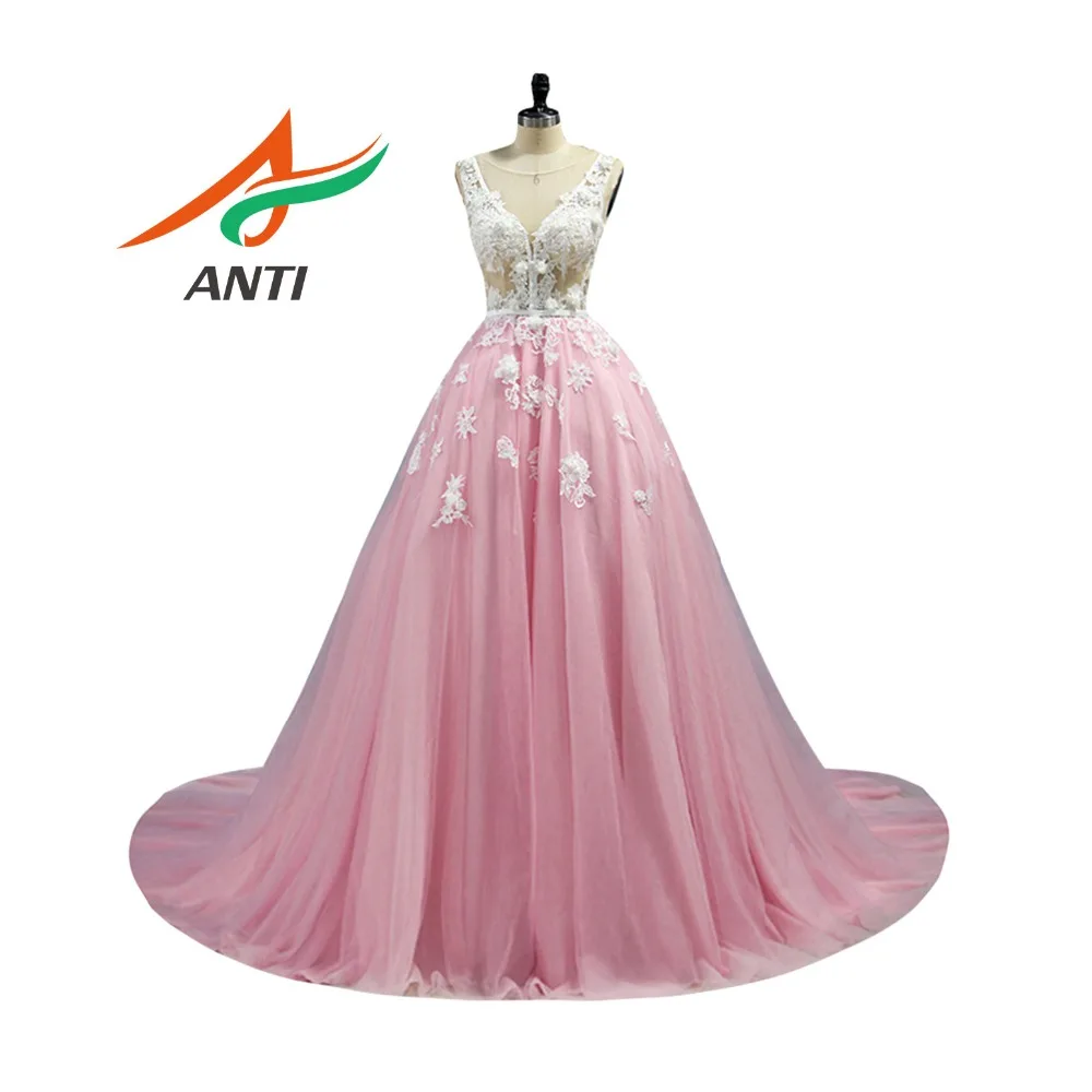 ANTI Romantic three-dimensional flower Quinceanera Dresses Pink Tulle Appliques Ball Gown Sweet 16 Dresses Vestido 15 Anos