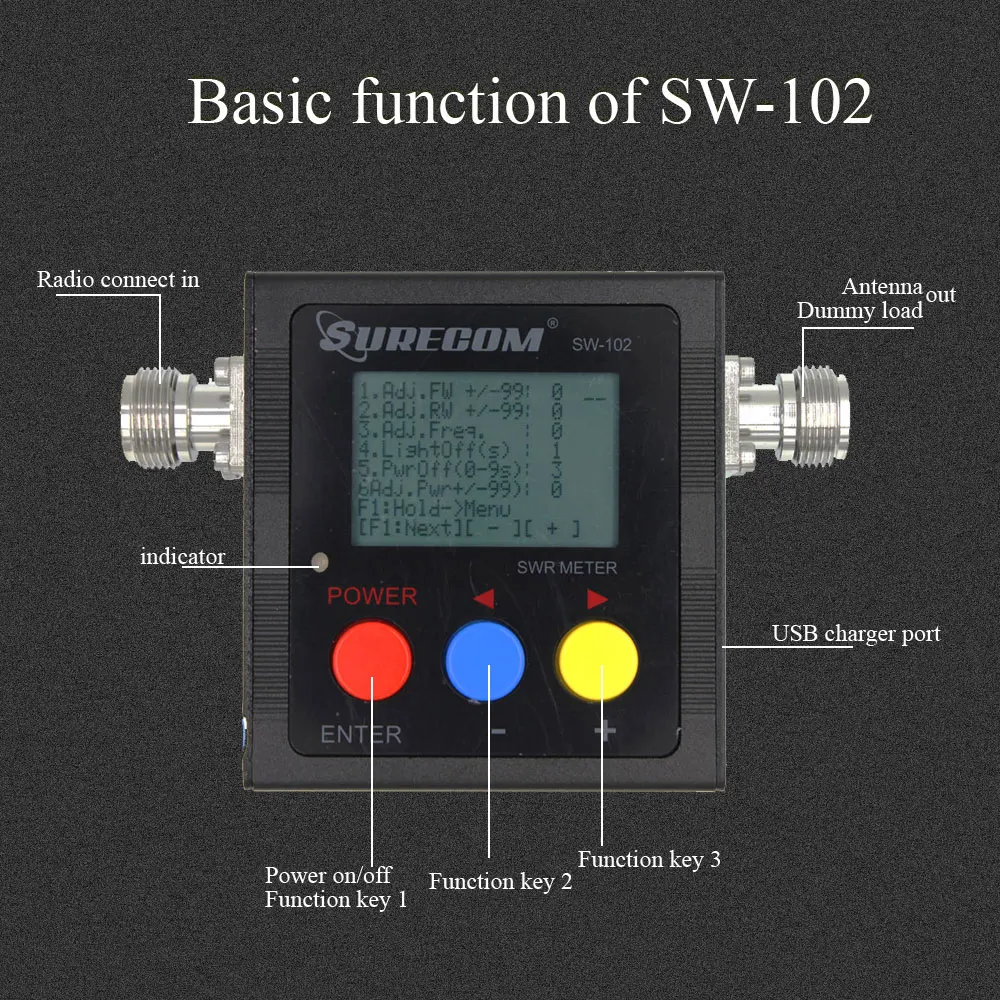 SURECOM SW-102 With Two Connector 125-525 Mhz Digital VHF/UHF Power& SWR Meter for Portable Two Way Radio