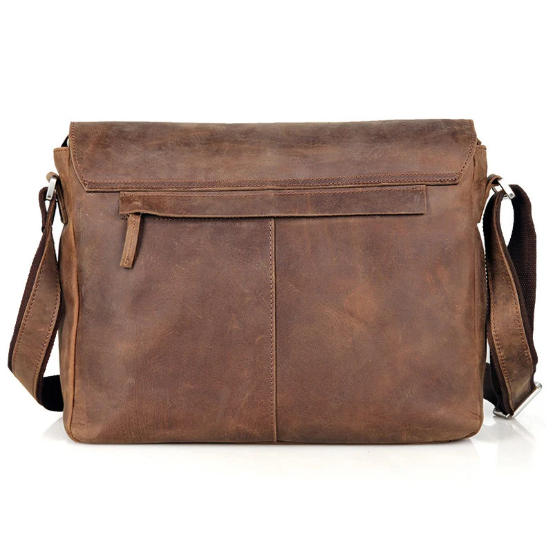 Vintage Crazy Horse Leather Men Shoulder bag Genuine Leather Messenger Bag men Crossbody Bag Sling Leisure Bag Casual Brown