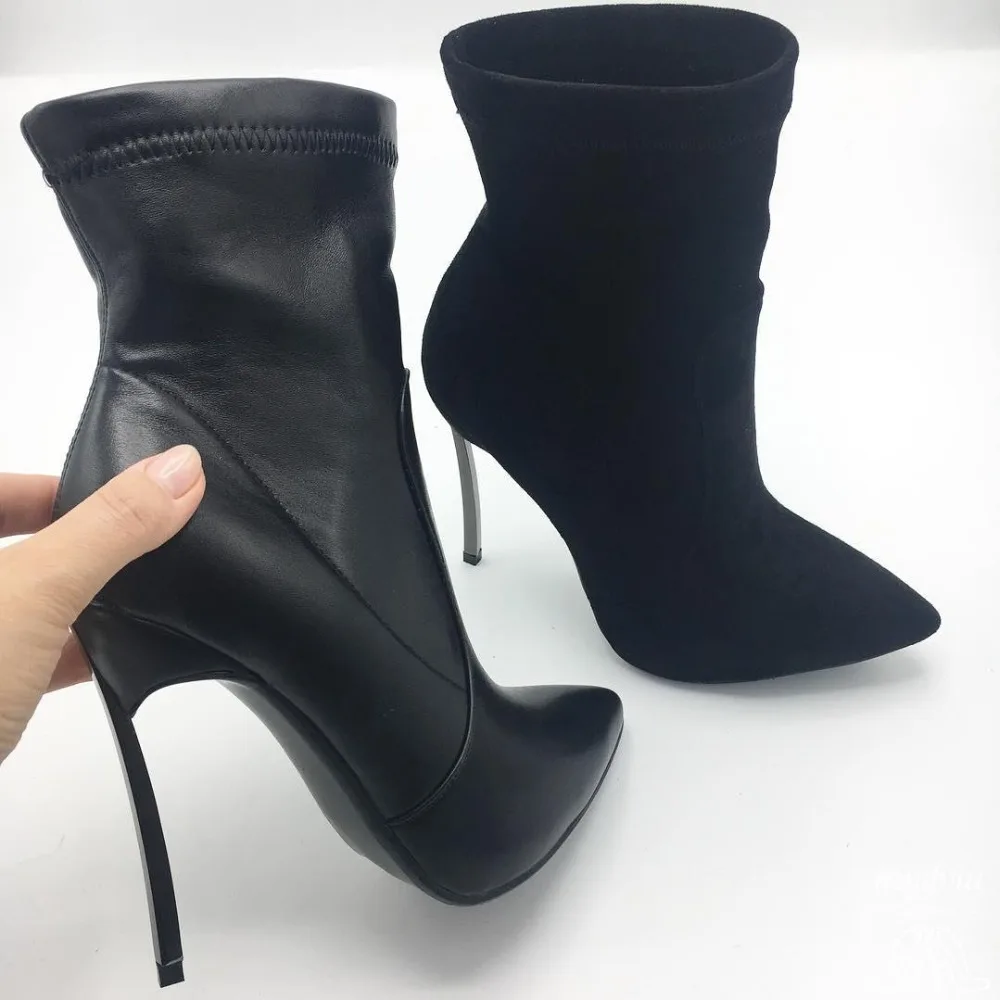 Fashion Women Boots Spring Autumn High Heels Shoes For Female 10cm Daily Shoes 12cm Suede Pink  Ankle Boots