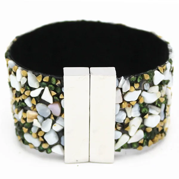 Leather Bracelet Wholesale Fashion Cuff Bracelets Natural Stone Women Classic Bracelets Woven Belt Magnetic Clasp