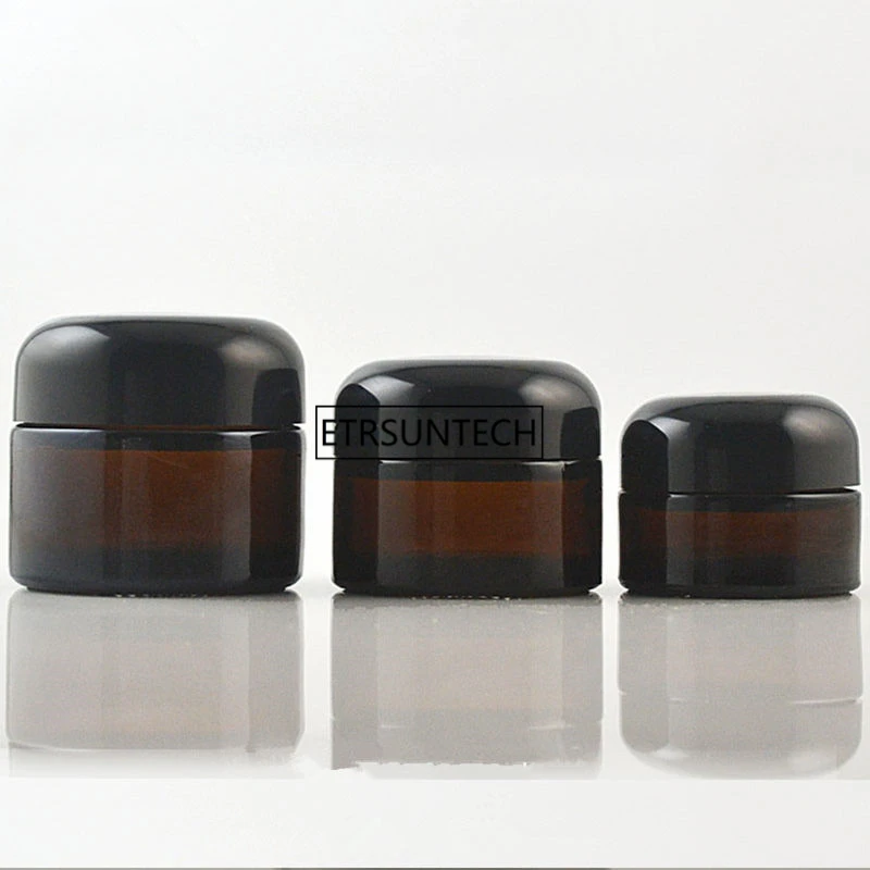 

Travel 20g 30g 50g Amber glass Cream Cosmetic Containers Jar, Brown Make up Cream Bottles F2100