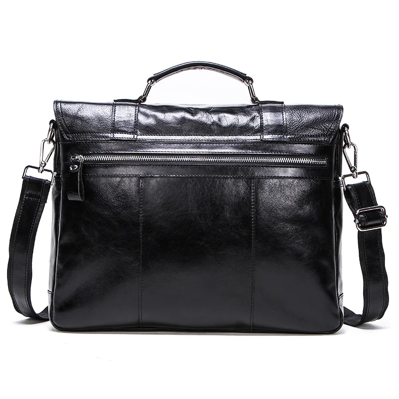 CONTACT\'S vegetable leather men briefcase for lawyers 13inch laptop handbag ipad large vintage business male messenger bag Black