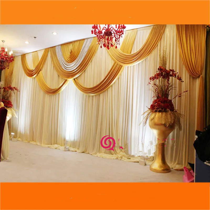 TOP Selling 3X6M Luxury Wedding Backdrop Curtain Drapes Silver Sequin Swag Pleated For Event&Party Banquet Home Decoration