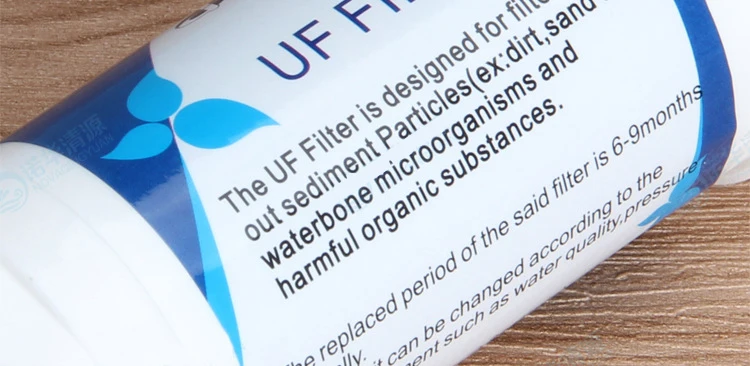 Filtro dell'acqua da 5 pollici Filtro di ultrafiltrazione a membrana UF Spina rapida Purificatore di pellicola RO con 2 raccordi Cartuccia di sedimenti per filtro dell'acqua