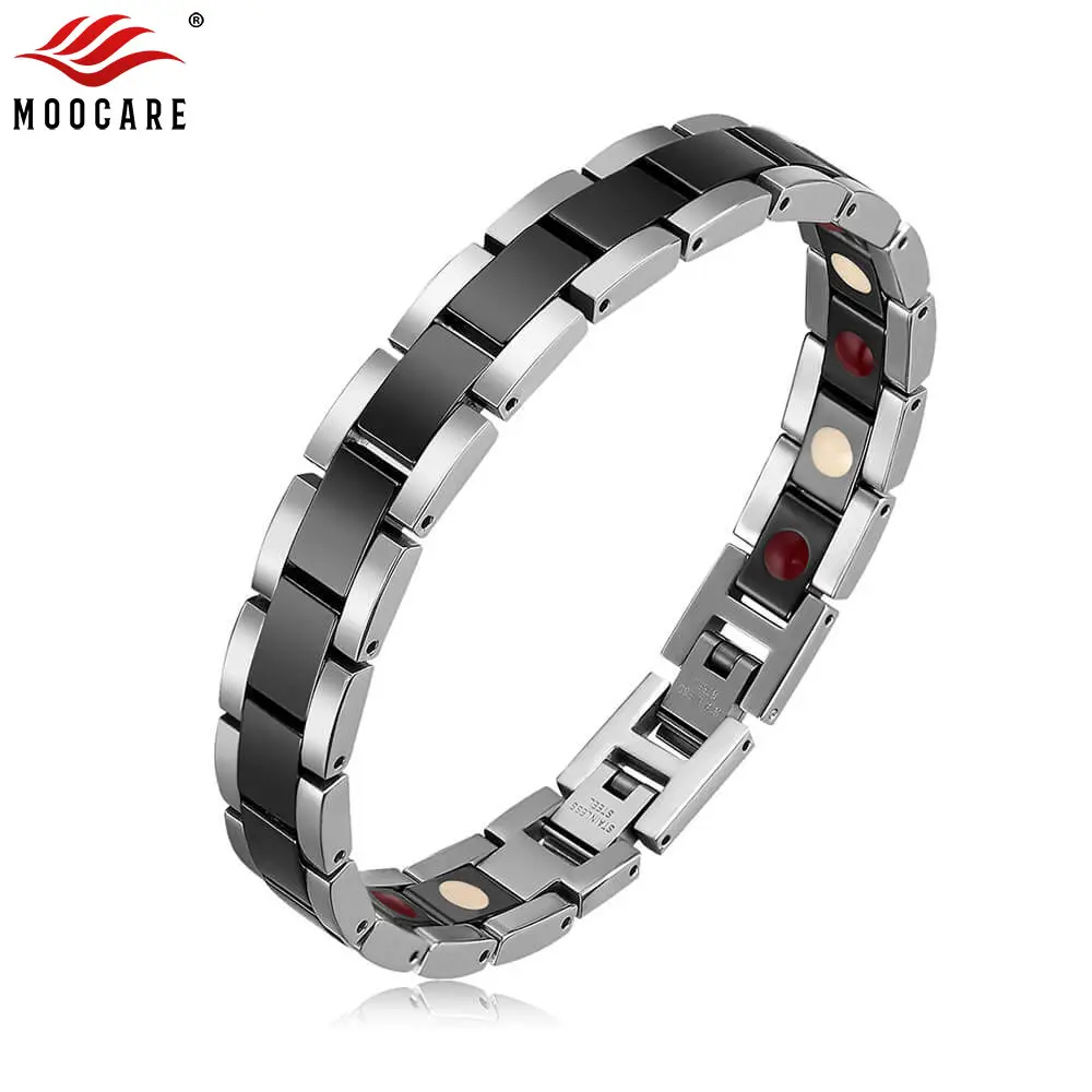 Moocare women men bracelet stainless steel male female ceramic gold  couples magnetic Germanium bracelets adjustable