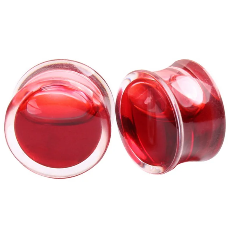 2pcs Plugs and Tunnels Red Liquid Acrylic Ear Stretchers Plugs Flesh Tunnel Ear Plugs Earrings Gauges Ear Plug Sex Body Jewelry