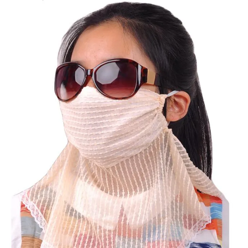 Summer Lady Driving Face Mask Chiffon Sunscreen Women Anti-ultraviolet Cycling Breathable High Quality Fashion Female Mask H3144