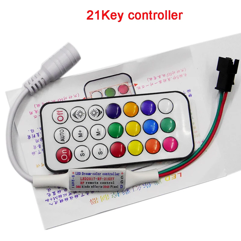 Mini 3keys 14keys 21keys RGB IR RF Remote controller, for WS2811 WS2812B WS2813 APA102 strip controller