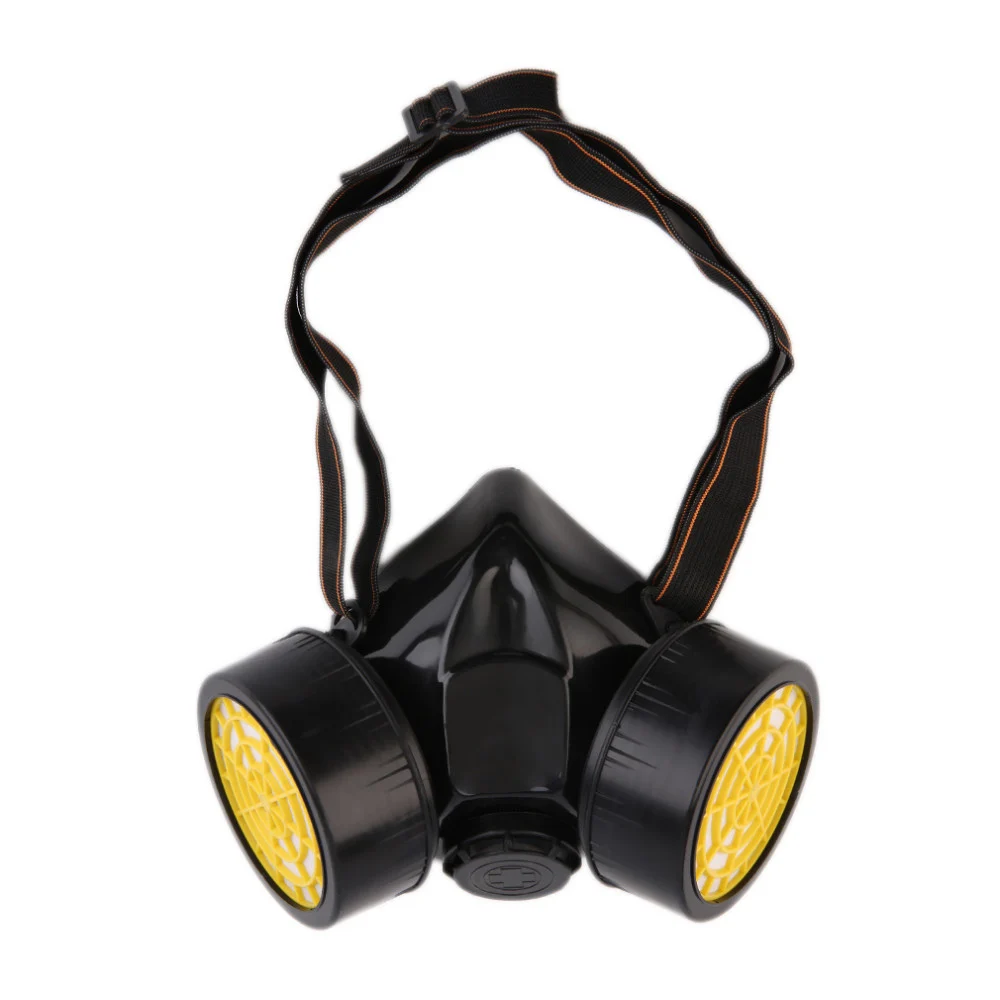 Working Mask Half Face Black Safety Respirator Gas Mask 2 Canisters for Formaldehyde Outdoor Anti Dust Paint Smoke Protection