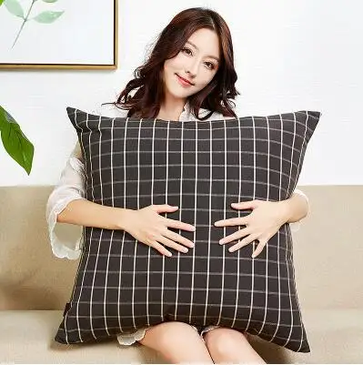 Square oversized strips/grid pattern cushion cover pillowcase