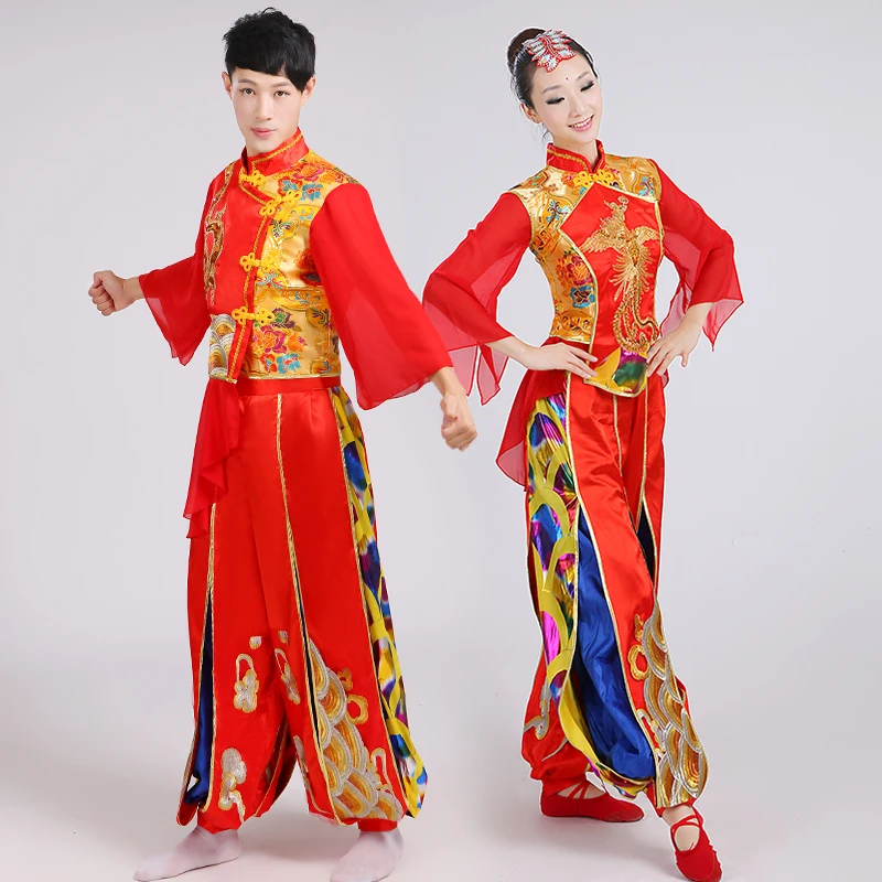 

red festival dance costume for adults new year dance christmas clothing performance clothing chinese folk dance classic dancer