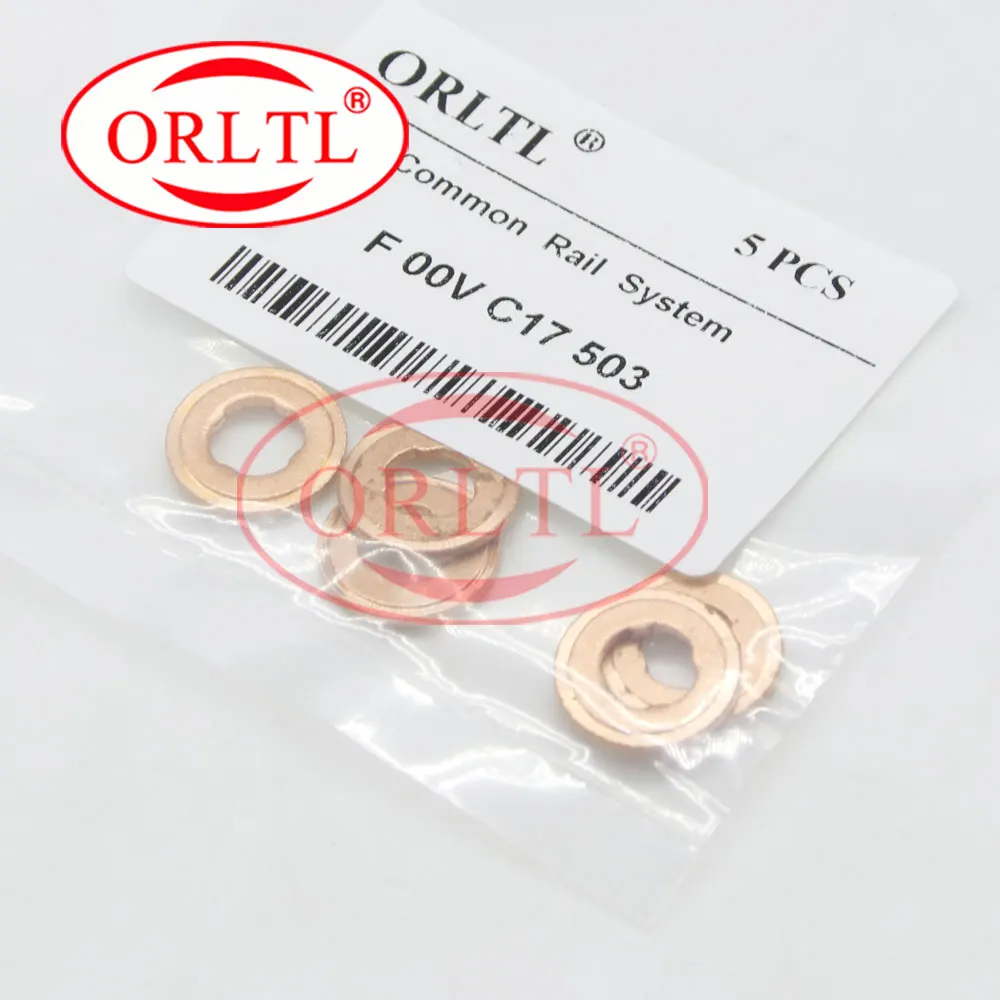 30 PCS Diesel Nozzle Copper Washer F00VC17503 Injector Copper Ring Part F 00V C17 503 Injection Heat Shim Size: 7.1*15*1.5mm