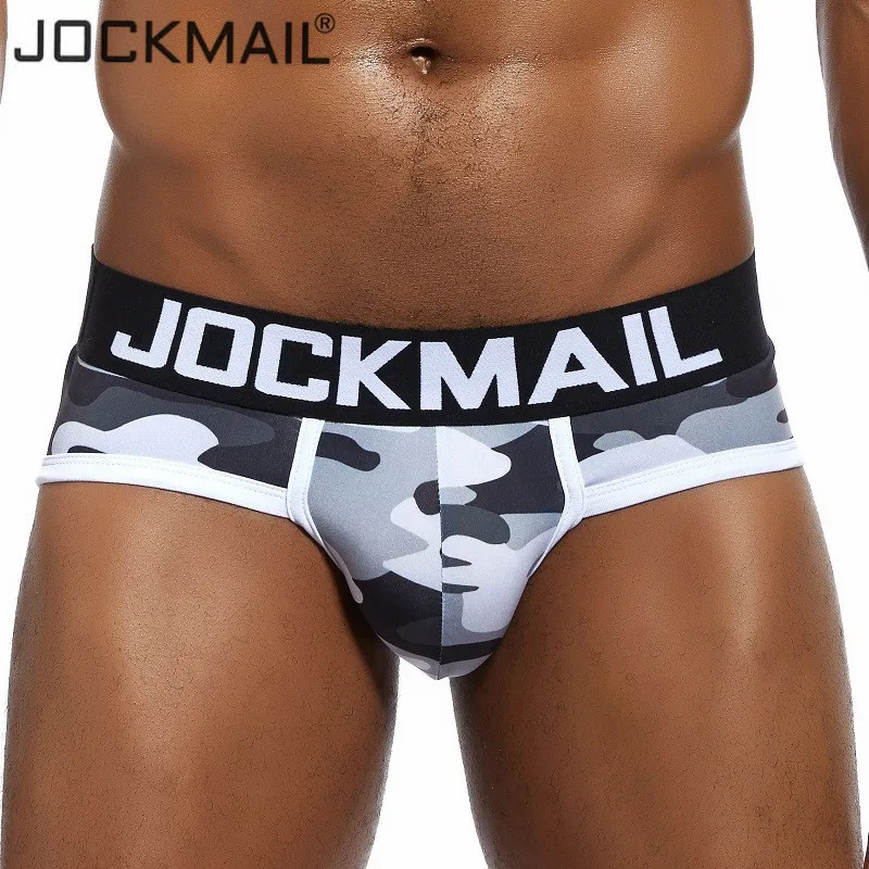 JOCKMAIL Brand Sexy underwear men Camouflage printed ice silk briefs men panties calzoncillos hombre slip Gay underwear Penis