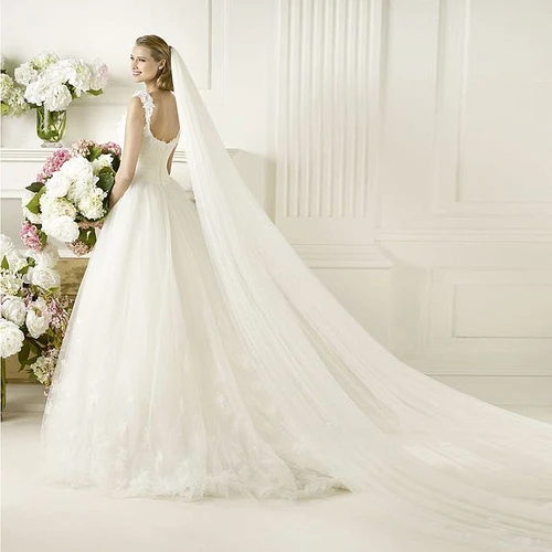 Imagen 2 del producto Velo de novia de tul extra ancho de 1 capa, velo de novia hasta la catedral con peine en blanco, blanco roto, champán