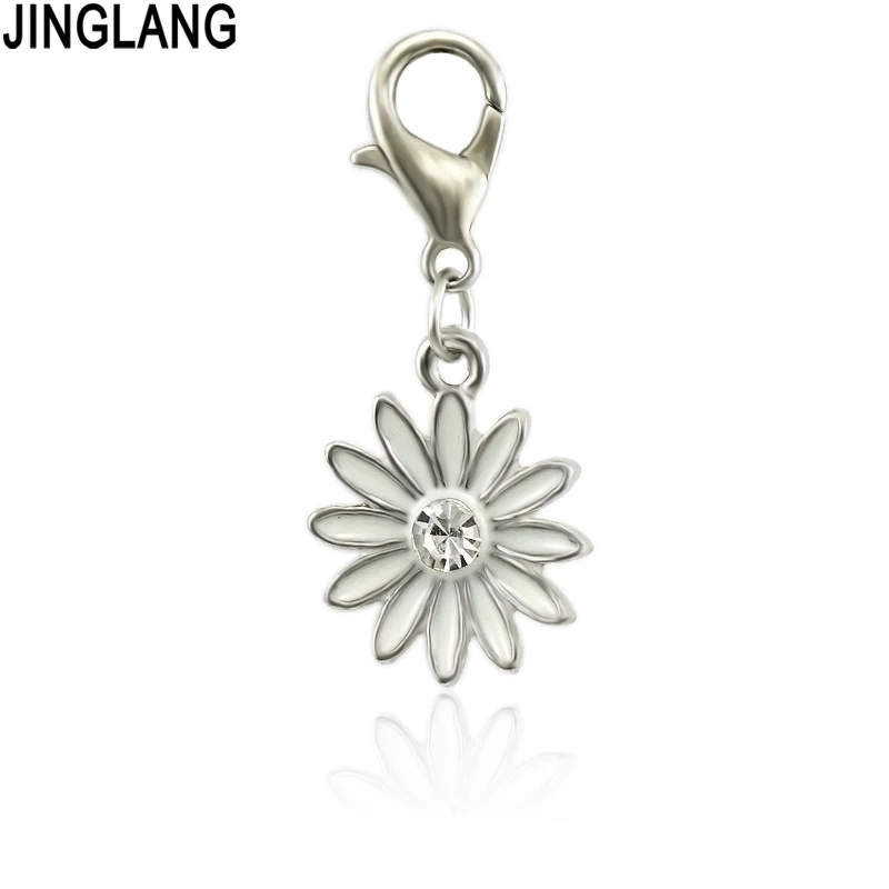 

JINGLANG Lucky Drop Oil Flower Charms Alloy Pendant For Bracelet Necklace Jewelry Findings Craft Handmade 50 pcs