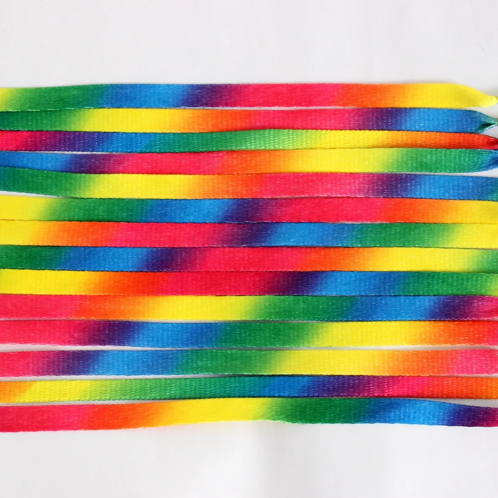 1 PAIR 80cm to 110cm Rainbow Multi-Colors Flat Sports Shoe Laces Shoelaces Strings Strap for Sneakers Unisex rainbow shoelace