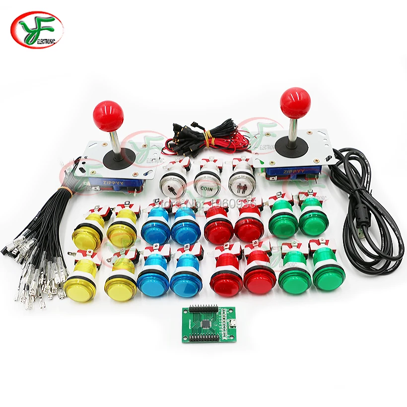 

DIY Arcade parts Bundles kit for 2 players Jamma USB control board to PC PS3 4/8 way zippy Joystick,Led Push button