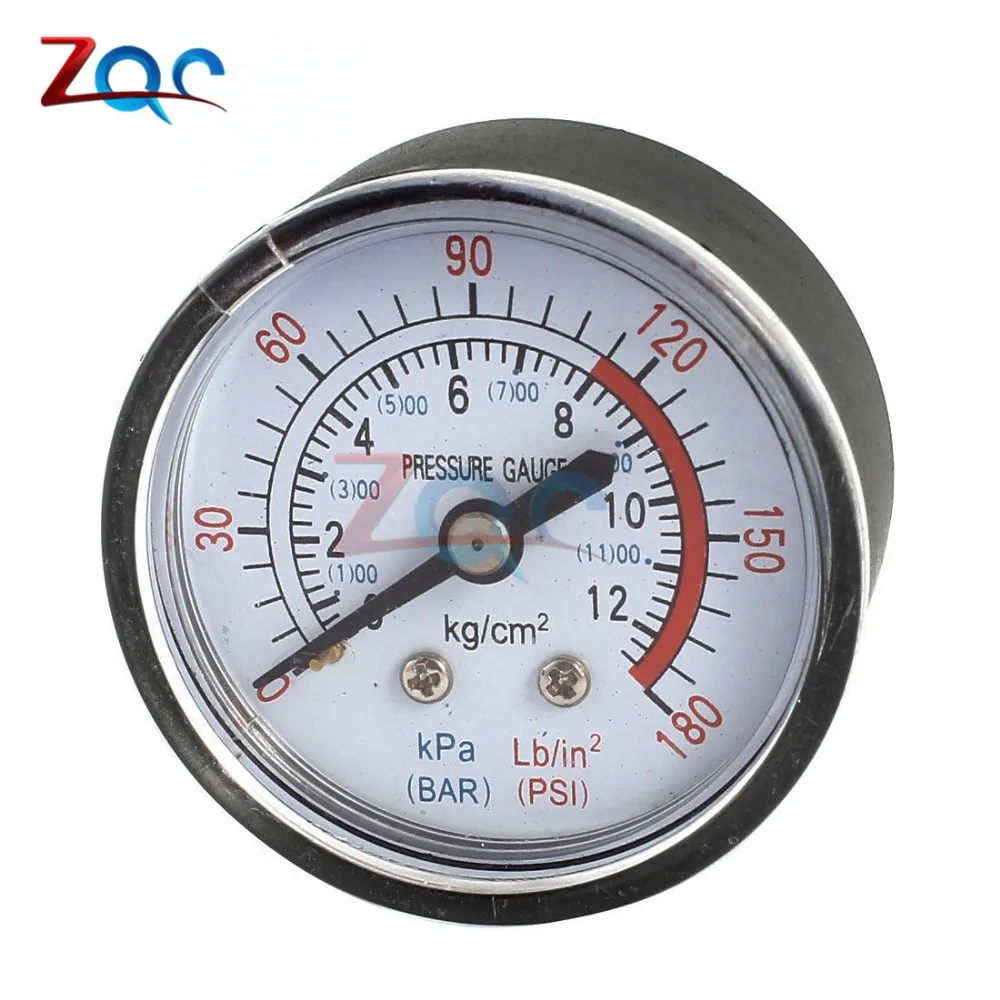 13mm 1/4 BSP Thread 0-180 PSI 0-12 Bar Air Pressure Gauge For Air Compressor Iron New Arrival Diameter about 52mm