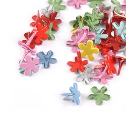50pcs 12x14mm Mix Flower Pattern Brads Scrapbook Paper Crafting Embellishment Fastener Brad Metal Crafts For DIY Decor c2161