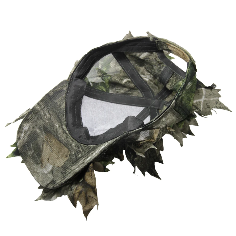 GUGULUZA Outdoor Tactical Camouflage Cap With Bionic Leaf Camo Hunting Hat Sniper Hidden Jungle Hat