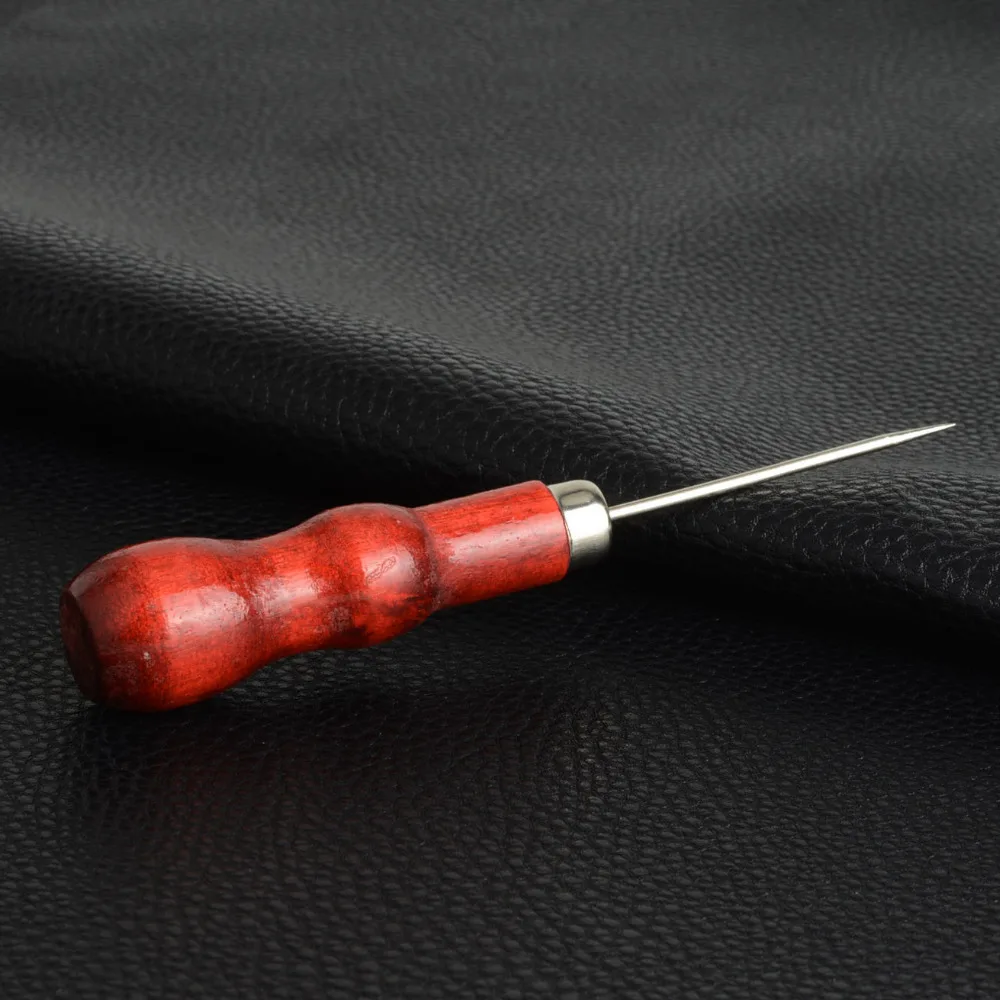 Leather Craft Punch Tool, Awl Pricker Hole Maker Tool, Sewing Stitching, Leather Craft, Shoe,Wooden Handle, Taper Drill Tool,