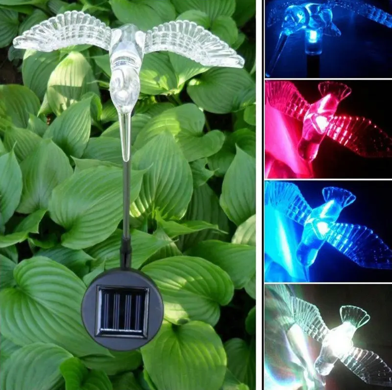 

Solar powered Lawn Garden Stake Color Changing Light LED sidewalk lawn light lamp-Butterfly dragonfly hummingbird star sun moon