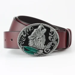 The Wolf series belt buckle leather belt Animal buckle Decorative belt