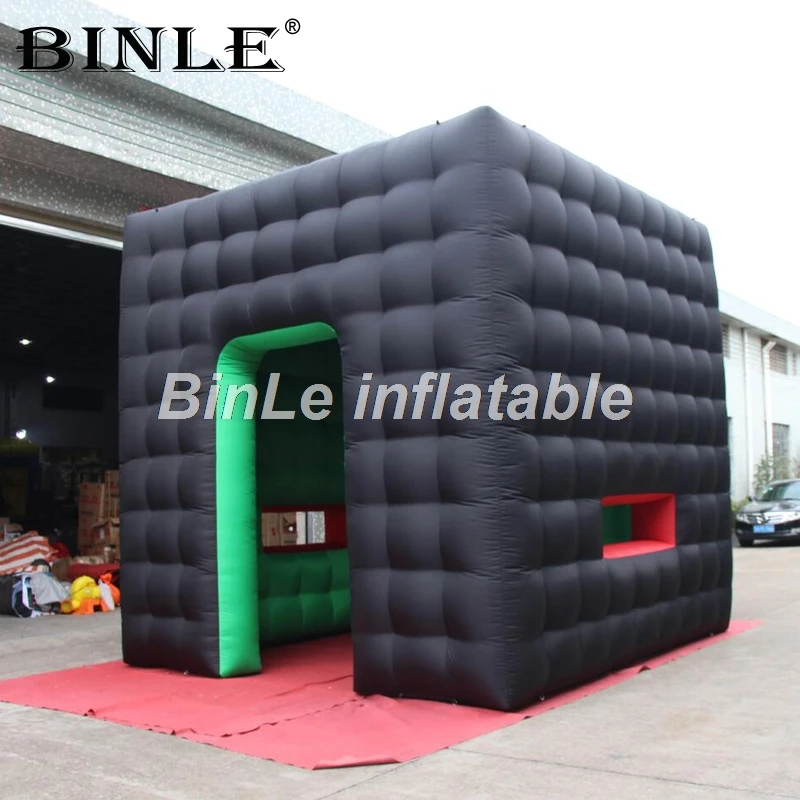 

4x4x4m double layer oxford black inflatable cube tent air blown 3D big photo booth kiosk for wedding