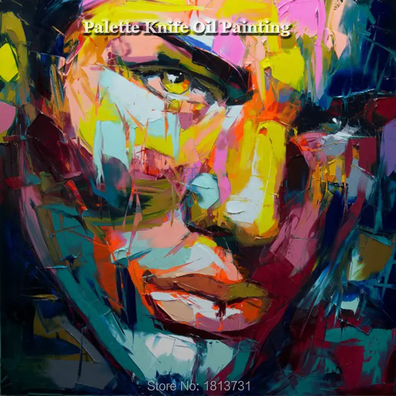 

Hand painted Francoise Nielly Palette knife portrait Face Oil painting Character figure canva wall Art picture13-22