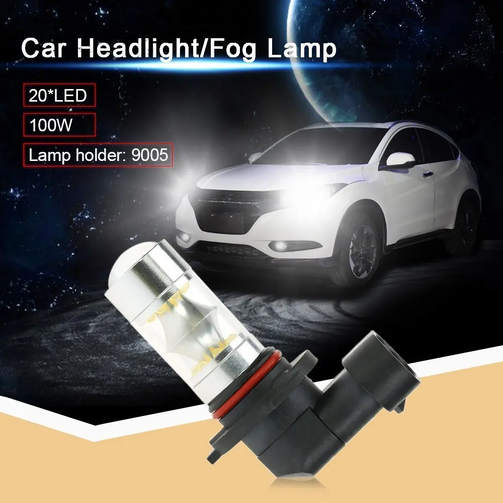 100W 12V-24V 9005 HB3 P20D 9006 HB4 H10 H8 H11 20 * LED 2200lm 6500K Phare de Voiture Antibrouillard Ampoule