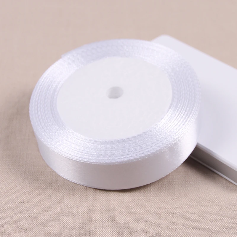 (25 yards/roll)White Color Single Face Satin Ribbon Wholesale Gift Wrapping Christmas New Year Apparel Sewing Fabric gift Ribbon