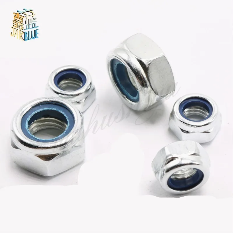 50Pcs DIN985 M2 M2.5 M3 M4 M5 M6 M8 Galvanized Carbon Steel Self-locking Nut Lock Nut Locknut Slip Nylon Hex Nut