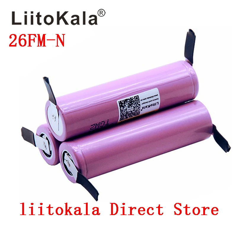 Nowy 100% oryginalny Liitokala 18650 2600mAh bateria ICR18650-26FM Li-ion 3.7 V akumulator + DIY nikiel arkusz