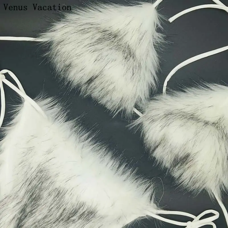 Venus Vacation 2018 new style swimsuit Kim Kardash sexy women leather swimwear bathing suit beachsuits biquini fur bikini