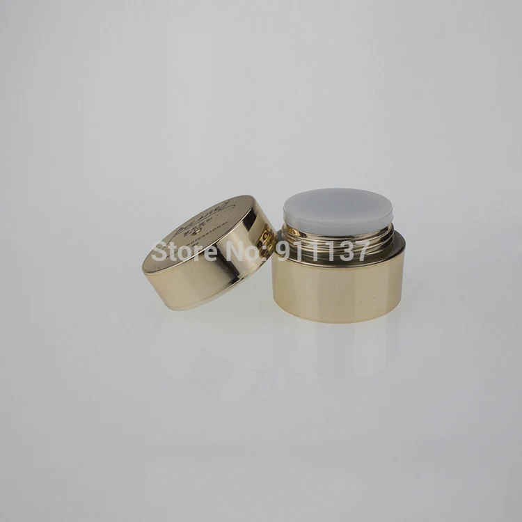 JA21 acrylic 5 gram cosmetic jars with lid | Gold Metalized acrylic 5g jar with cap | buy mini jars for cream