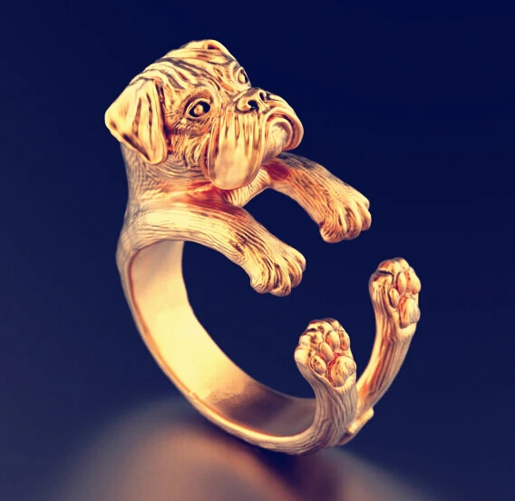 Newest Listed Handmade Boxer Dog Ring Retro Animal Ring Pet Lovers Gift Idea(4 Colors Free Collocation)