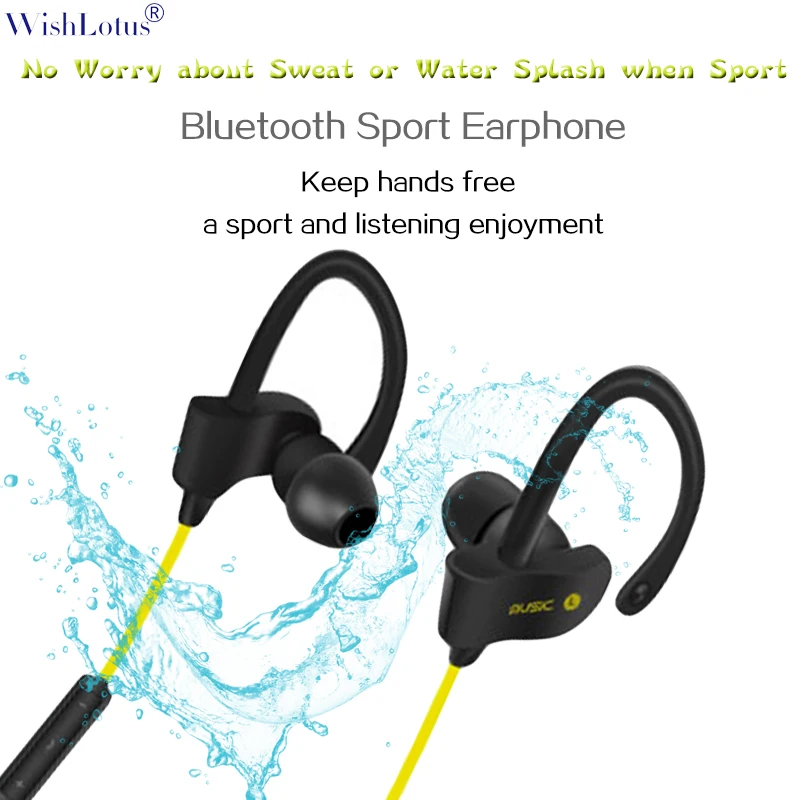 Bluetooth v4.1制汗ヘッドセット,マイク,イヤーフック,2つのデバイス接続,ノイズキャンセル