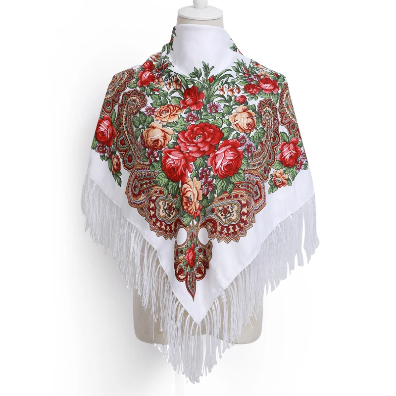 Foulard carré en coton imprimé pour femme, foulard d'hiver russe, Bandana, châle, hijab