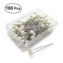 100pcs Pera Testa A Sfera Spille s Scialle Sciarpa Sartoria Decorazione Spille s Cucito Spille Artigianato FAI DA TE Tool (Perla bianco)