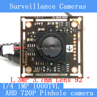 1MP AHD mini pinhole camera CCTV 720P mini night vision Camera Module 1/4 \