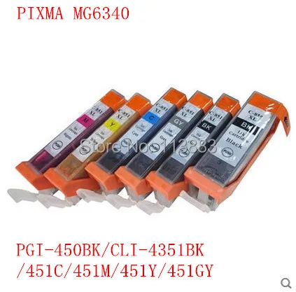 

18 ink PGI-450 BK CLI-451 BK C M Y GY 6 COLOR compatible ink cartridge for canon PIXMA MG6340 MG7140 iP8740 MG7540 printer