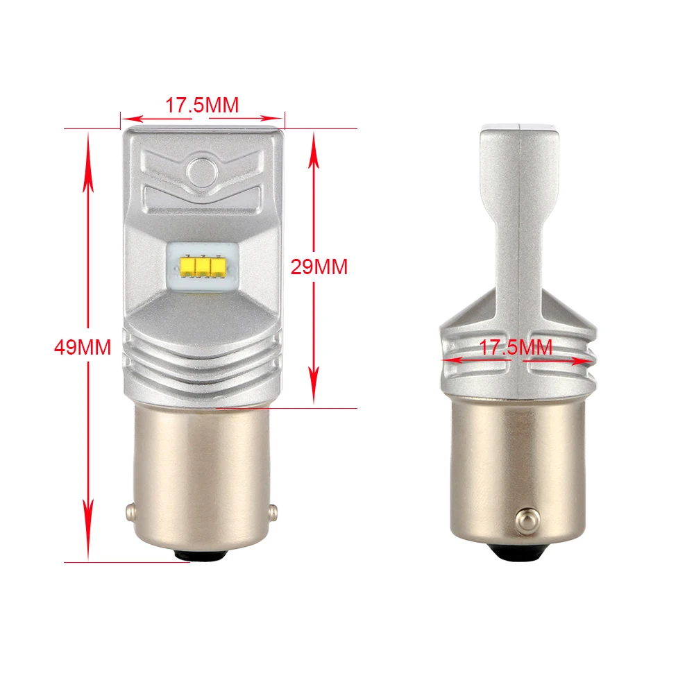 2Pcs 6SMD Luxeon CSP Chip 80W Super Bright Car Auto Turn Signal LED BA15S P21W 1156 CANBUS Day Light White Bulb DRL Lamp 12V 24V