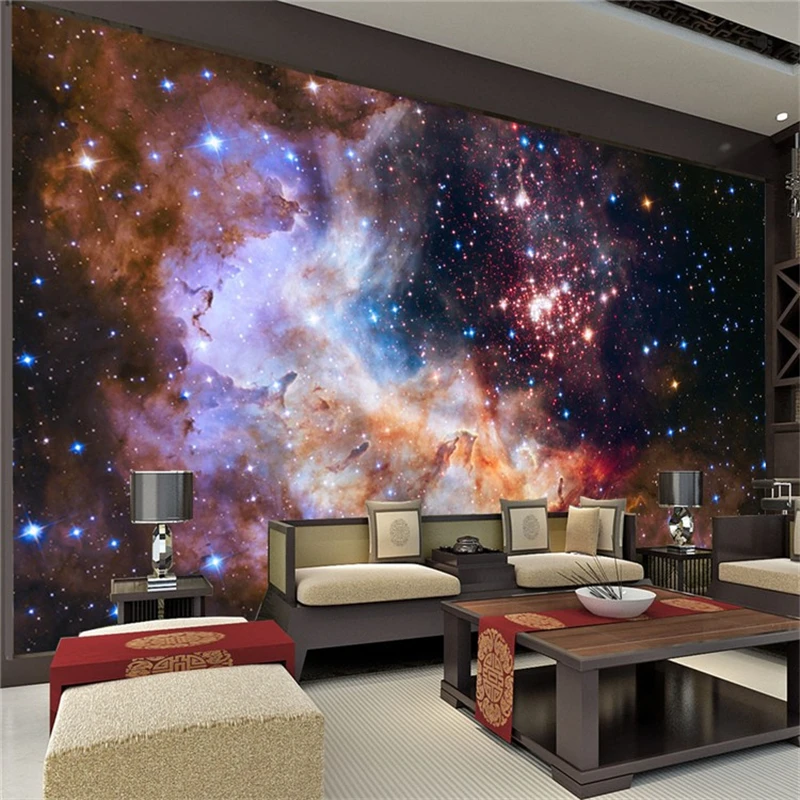 

Custom photo Wall paper 3d papel de parede Starry Night Mural Art Painting home decor Kid Bedroom wallpaper for Living room