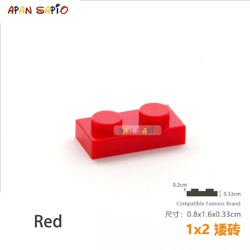 50pcs/lot DIY Blocks Building Bricks Thin 1X2 Educational Assemblage Construction Toys for Children Compatible With Brand