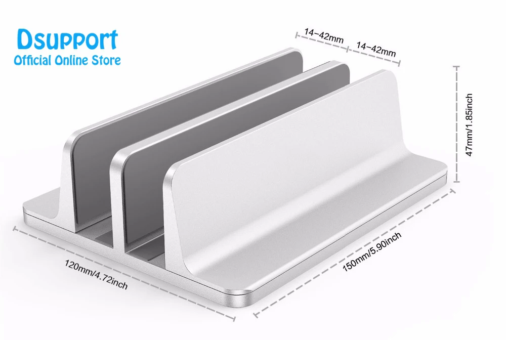 العمودي حامل كمبيوتر محمول 2 في 1 تصميم سطح المكتب الفضاء توفير حامل سمك قابل للتعديل حوض دعوى لجميع ماك بوك/سطح/ سامسونج