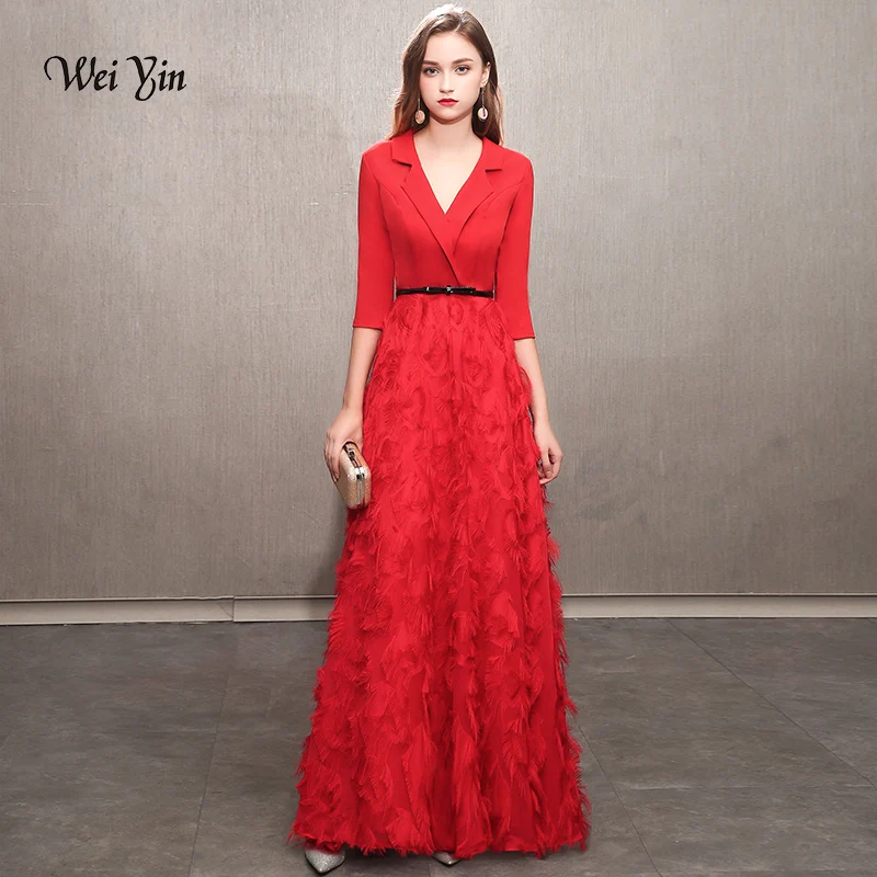 

weiyin Wine Red Evening Dresses 2025 Elegant Lace Evening Gowns Long Formal Evening Dress Styles Women Prom Party Dresses WY1165