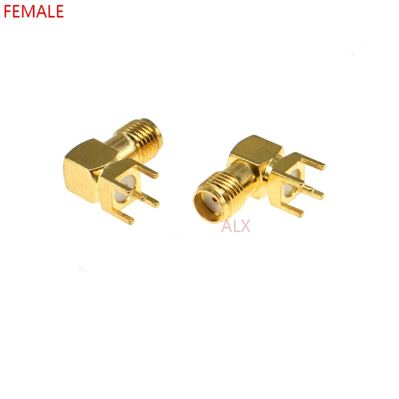 10PCS SMA-KWE RF ADAPTER FEMALE PLUG RIGHT ANGLE 90 DEGREE Antenna  CONNECTOR PCB Mount Thru Hole